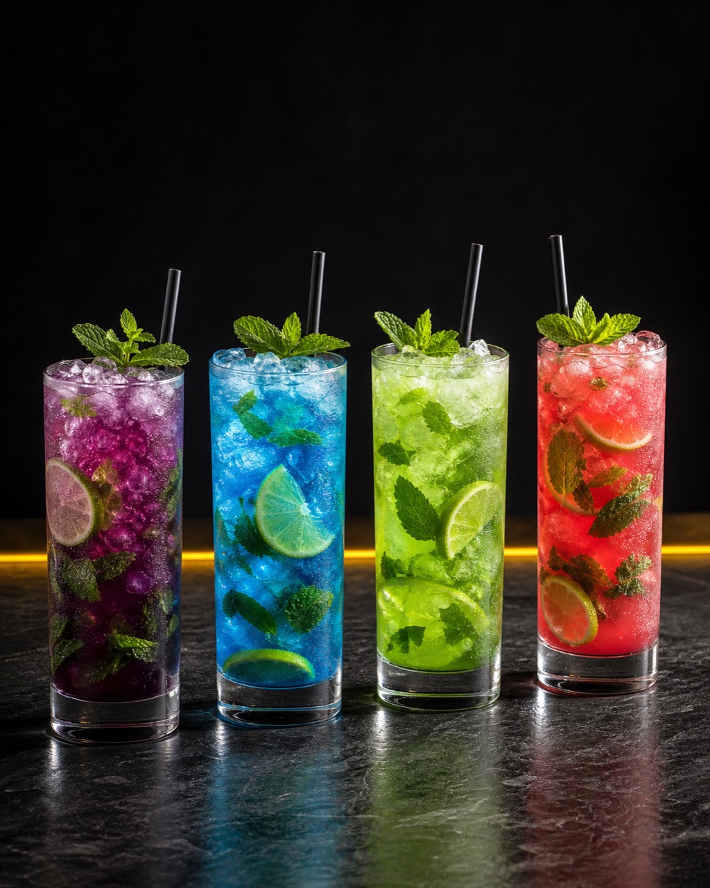 Colorful mojitos